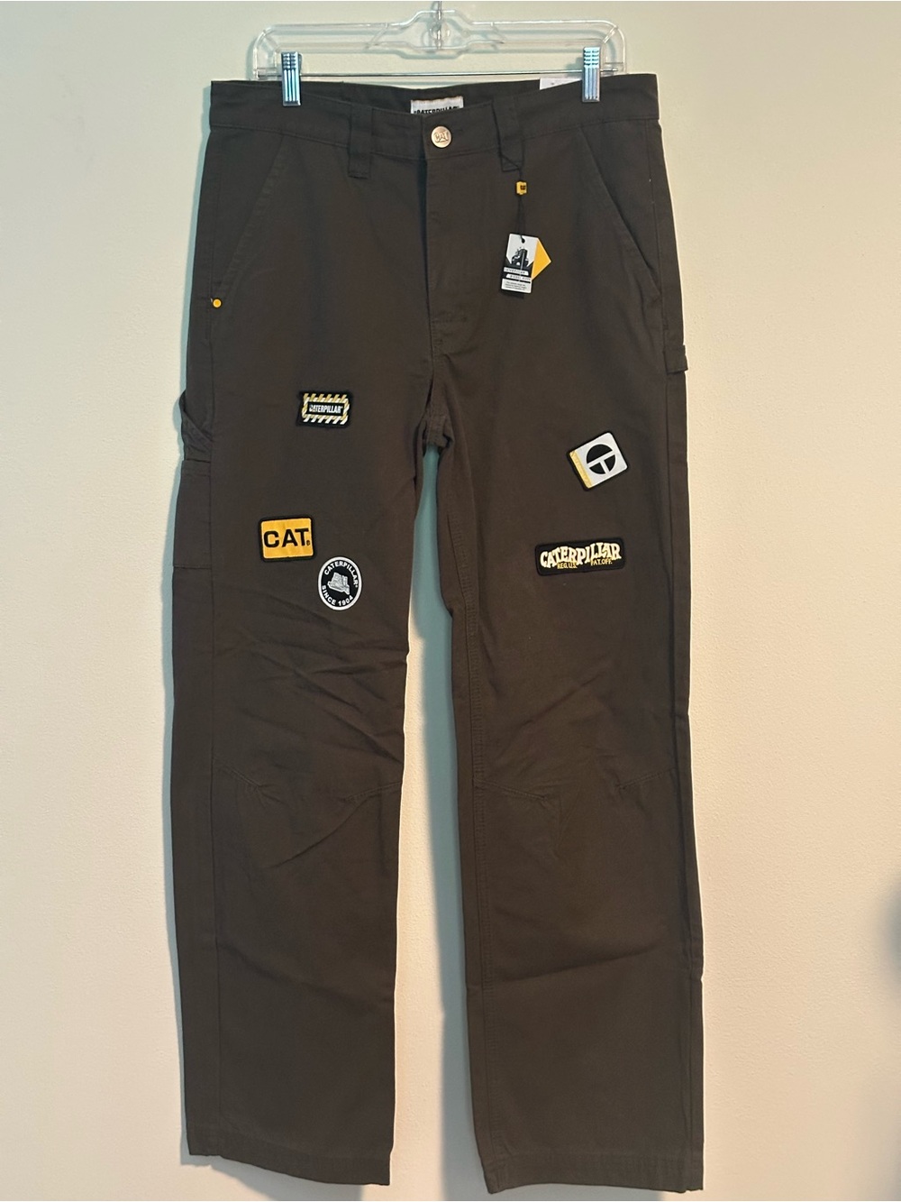 Caterpillar CAT Diesel Fifty Mens 32x32 Patch Cargo Work Pants Brown NWT